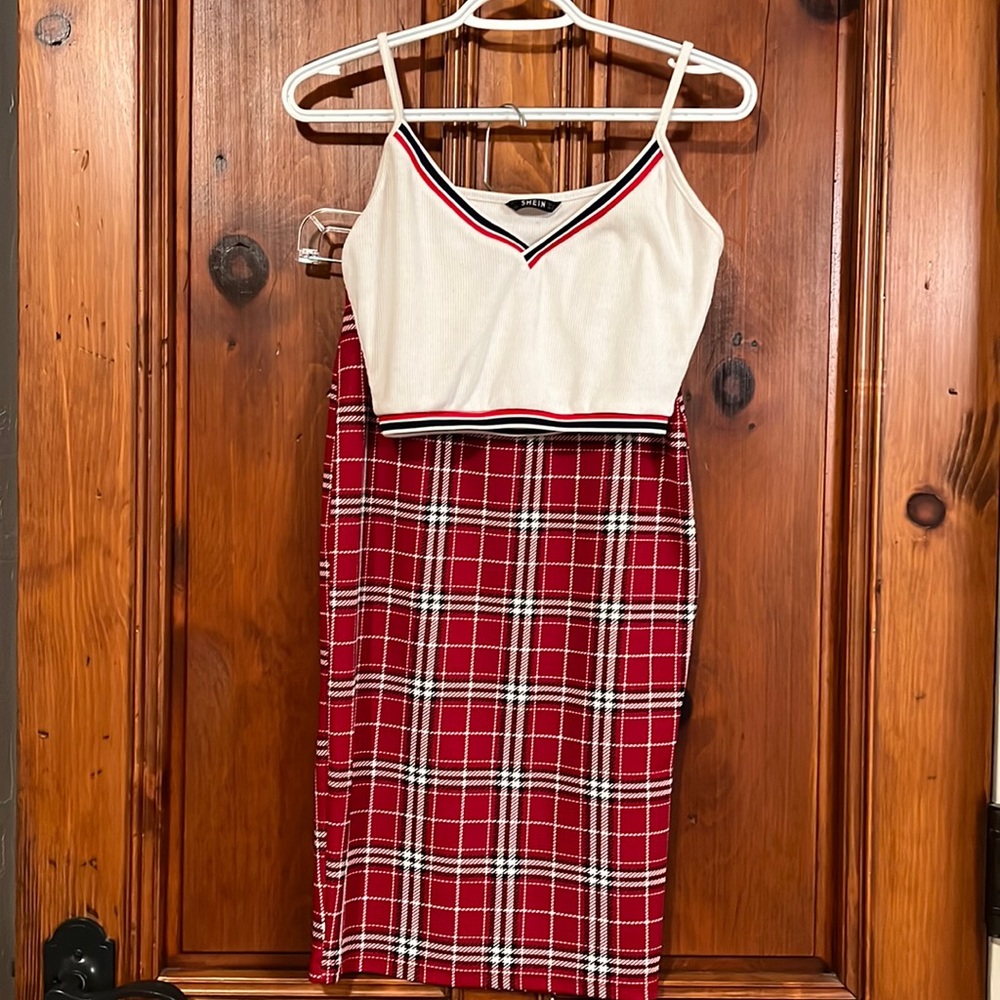 Plaid skirt set
